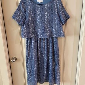 Adorable Blue Dress with Flower Details